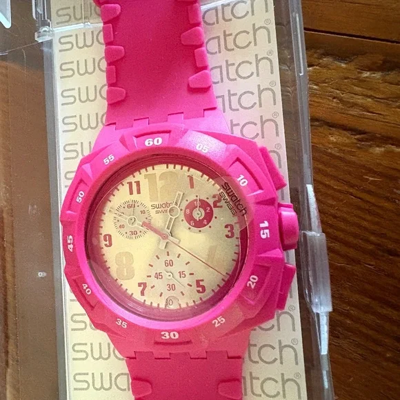 NWT Swatch Watch Chrono Huyana, Pink Unisex 2009 SUIP400 - Picture 2 of 12